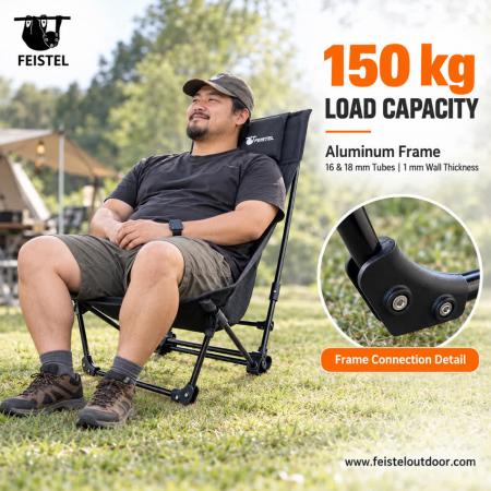 Fauteuil de camping inclinable à bascule XL | Aluminium 1,75 kg 150 kg | FEISTEL 