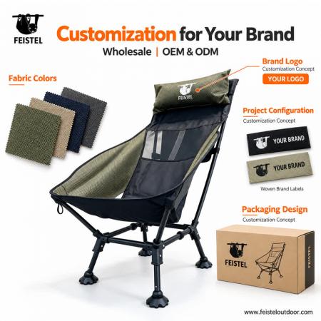 Chaise de camping avec coussin à dossier haut – Chaise longue en aluminium 6013, capacité de 150 kg et design à 3 positions 
