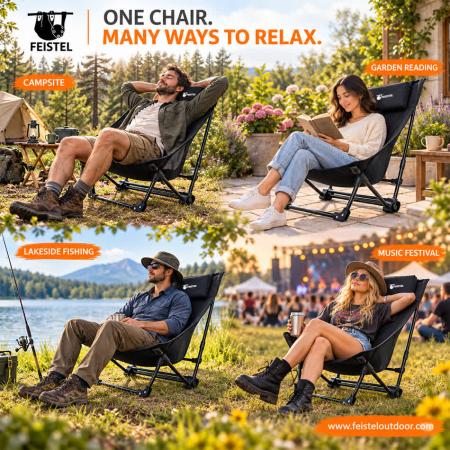 Fauteuil de camping inclinable à bascule XL | Aluminium 1,75 kg 150 kg | FEISTEL 