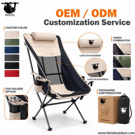 Chaise de détente de camping à dossier haut – Chaise pliante en aluminium 6013 de 1,93 kg avec oreiller, accoudoirs et porte-gobelet 