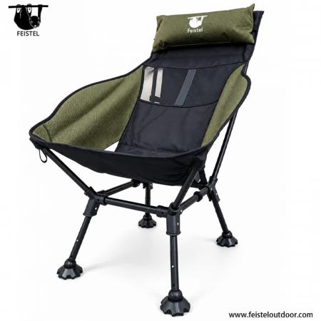 Chaise de camping avec coussin à dossier haut – Chaise longue en aluminium 6013, capacité de 150 kg et design à 3 positions 