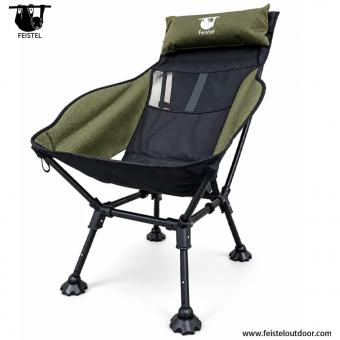 Chaise de camping avec coussin à dossier haut
