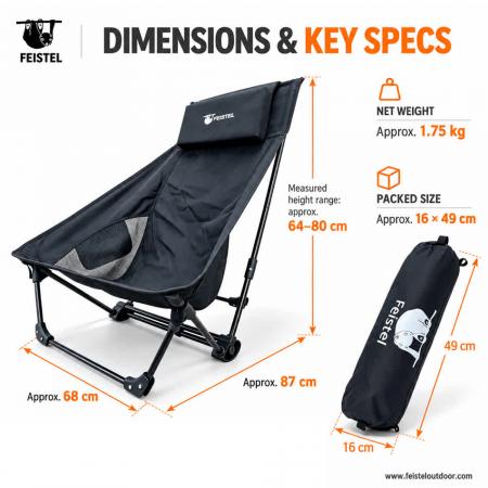 Fauteuil de camping inclinable à bascule XL | Aluminium 1,75 kg 150 kg | FEISTEL 