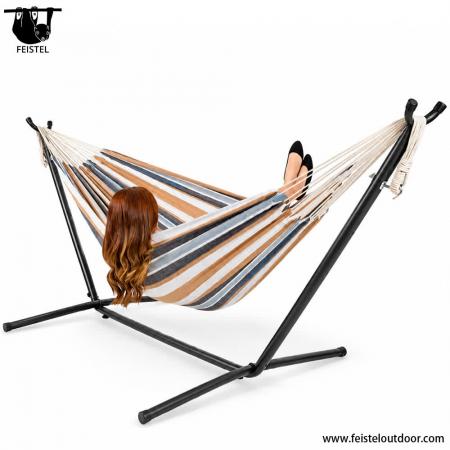 Hamac portable avec support – Hamac de camping double de 450 lb avec support en acier peu encombrant 