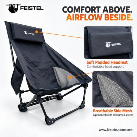 Fauteuil de camping inclinable à bascule XL | Aluminium 1,75 kg 150 kg | FEISTEL 