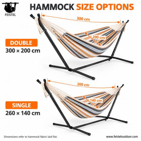 Hamac portable avec support – Hamac de camping double de 450 lb avec support en acier peu encombrant 
