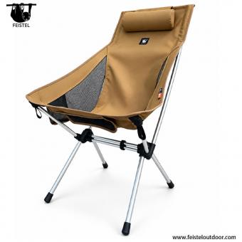 Chaise pliante en aluminium avec coussin à dossier haut