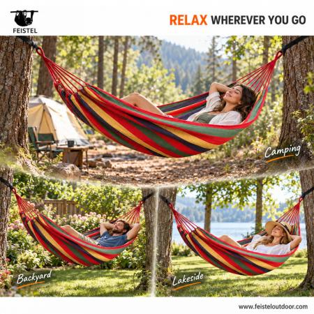 Hamac de camping portable en nylon feisetel avec sangles d'arbre en plein air 
