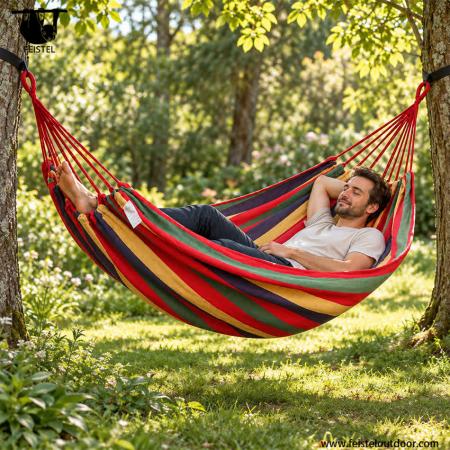 Hamac de camping portable en nylon feisetel avec sangles d'arbre en plein air 