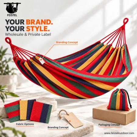 Hamac de camping portable en nylon feisetel avec sangles d'arbre en plein air 