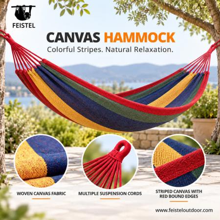 Hamac de camping portable en nylon feisetel avec sangles d'arbre en plein air 