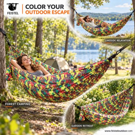 Feisetel extérieur nylon voyage jardin camping portable parachute hamac 