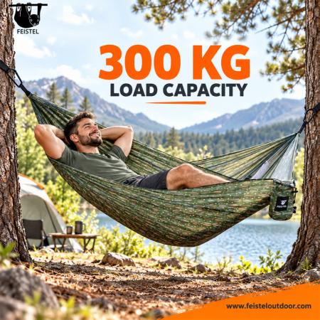 Hamac d'extérieur en nylon parachute, anti-moustiques, pour le camping et la randonnée, capacité 150 kg 