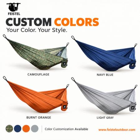 Hamac d'extérieur en nylon parachute, anti-moustiques, pour le camping et la randonnée, capacité 150 kg 