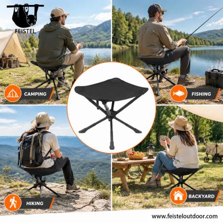 Tabouret surdimensionné à 3 pieds – Grand tabouret de camping trépied pliant avec cadre en aluminium 7075, siège en résille polyester 600D et capacité de 150 kg 