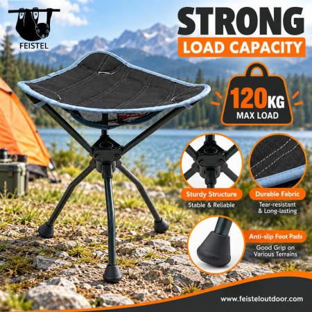 Tabouret compact – Petit tabouret de camping léger de 0,7 kg et mini tabouret de randonnée pliable avec cadre en aluminium 7075 