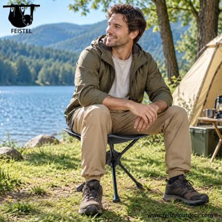 Tabourets légers pour le camping – Tabouret de voyage pliable de 0,57 kg avec structure en aluminium 7075, siège en résille polyester 600D et capacité de 120 kg 