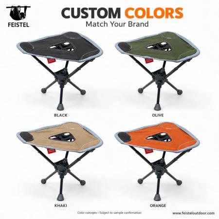 Tabourets légers pour le camping – Tabouret de voyage pliable de 0,57 kg avec structure en aluminium 7075, siège en résille polyester 600D et capacité de 120 kg 