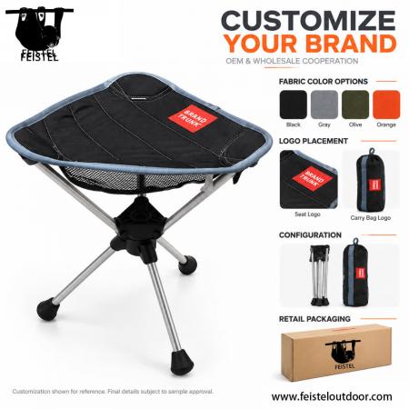 Tabouret de camping léger – Mini tabouret de camping trépied pliable de 0,65 kg avec structure en aluminium 7075, siège en tissu Oxford et housse de transport 