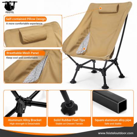 Chaise de Camping Pliante Surdimensionnée – Capacité de 150kg Fauteuil Lune Léger avec Cadre en Aluminium 7075, Filet en Polyester 600D et Sac de Transport 