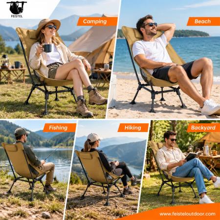 Chaise de Camping Pliante Surdimensionnée – Capacité de 150kg Fauteuil Lune Léger avec Cadre en Aluminium 7075, Filet en Polyester 600D et Sac de Transport 