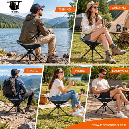 Tabouret compact – Petit tabouret de camping léger de 0,7 kg et mini tabouret de randonnée pliable avec cadre en aluminium 7075 