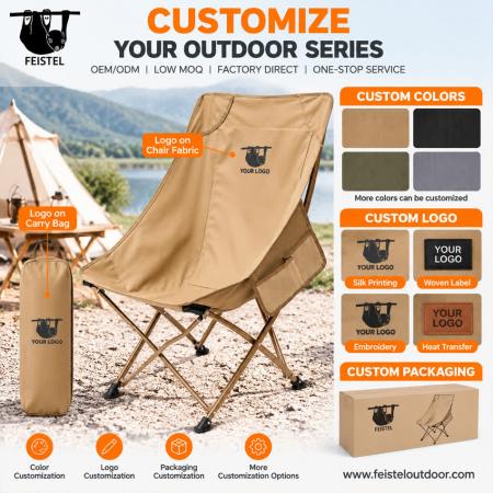 Chaise de camping sans accoudoirs – Chaise de camping pliante à dossier haut sans accoudoirs, cadre en aluminium 7075, résille en polyester 600D et capacité de 150 kg 