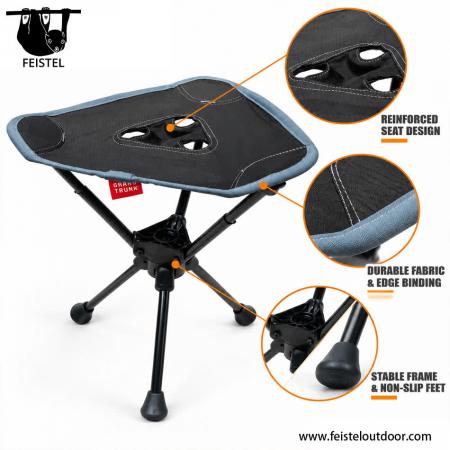 Tabourets légers pour le camping – Tabouret de voyage pliable de 0,57 kg avec structure en aluminium 7075, siège en résille polyester 600D et capacité de 120 kg 