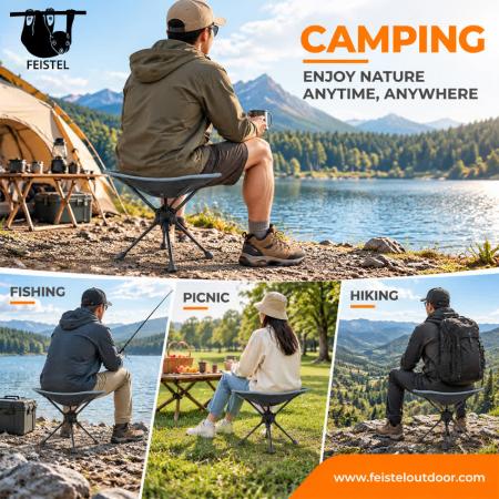 Tabourets légers pour le camping – Tabouret de voyage pliable de 0,57 kg avec structure en aluminium 7075, siège en résille polyester 600D et capacité de 120 kg 