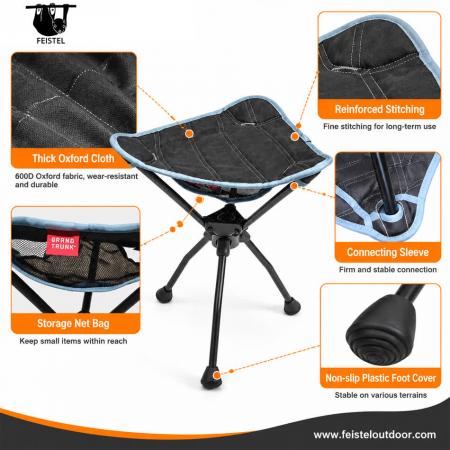 Tabouret compact – Petit tabouret de camping léger de 0,7 kg et mini tabouret de randonnée pliable avec cadre en aluminium 7075 