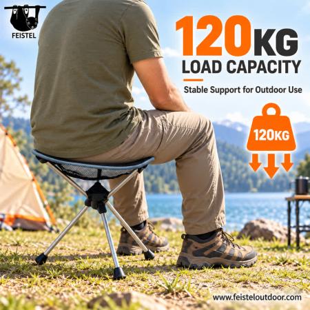 Tabouret de camping léger – Mini tabouret de camping trépied pliable de 0,65 kg avec structure en aluminium 7075, siège en tissu Oxford et housse de transport 