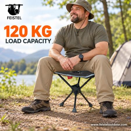 Tabourets légers pour le camping – Tabouret de voyage pliable de 0,57 kg avec structure en aluminium 7075, siège en résille polyester 600D et capacité de 120 kg 
