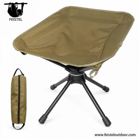 Tabouret de camping pliant ultra-résistant – Tabouret d'extérieur pivotant et pliable d'une capacité de 150 kg avec cadre en aluminium 7075 et assise en résille polyester 600D 