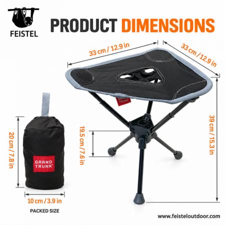 Tabourets légers pour le camping – Tabouret de voyage pliable de 0,57 kg avec structure en aluminium 7075, siège en résille polyester 600D et capacité de 120 kg 